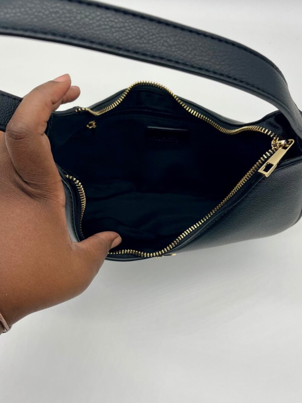 Like Dreams Black Vegan Leather Half Moon Shoulder Bag - Picture 10 of 11